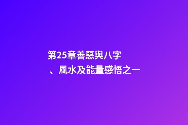 第25章善惡與八字、風水及能量感悟之一